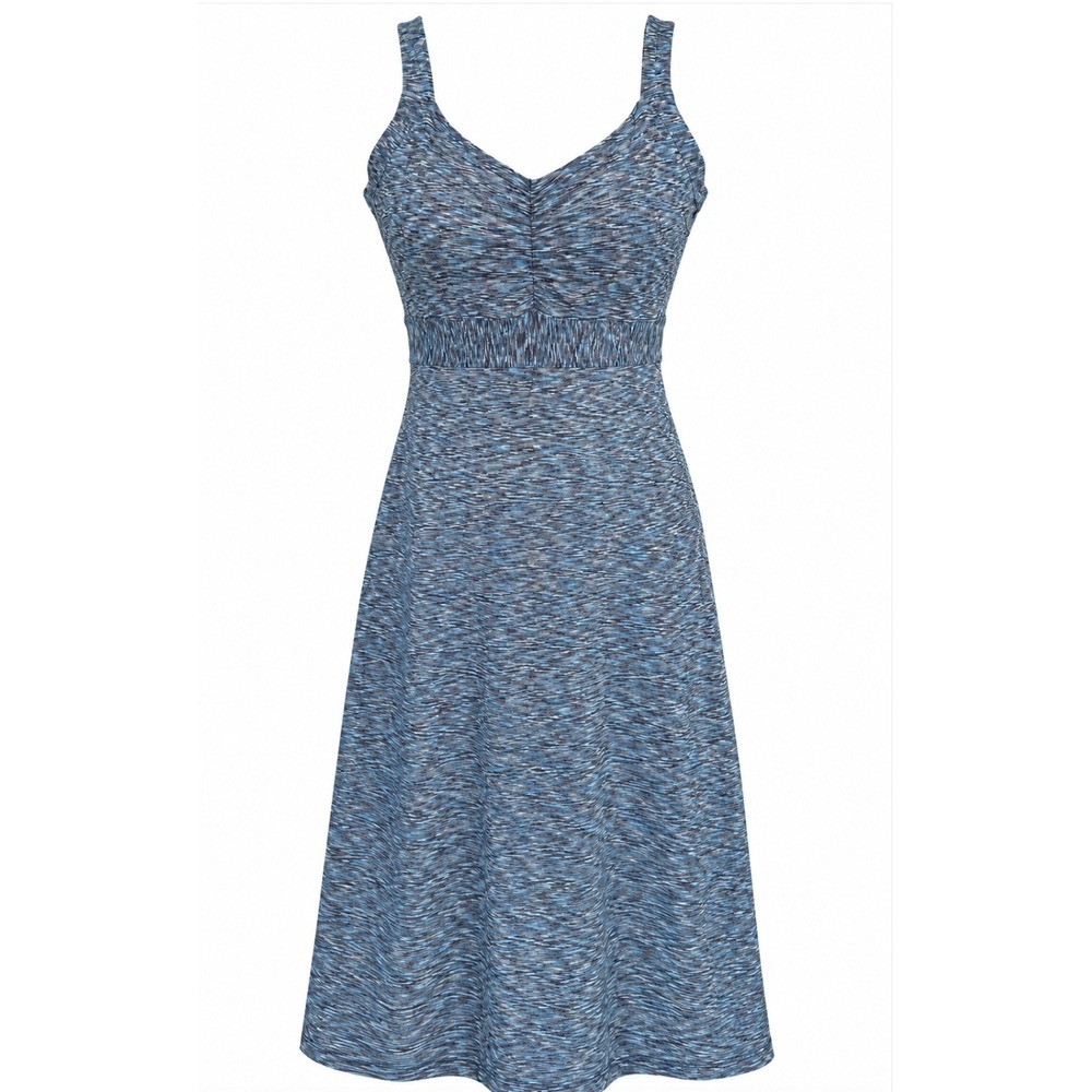 Prana Quinn Dress S/M (6-8) Blue Space Dye Athleisure Activewear Yoga Stretchy